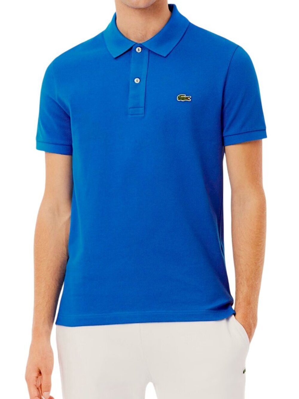 LACOSTE Blue Slim Fit Petit Piqué Cotton Polo Shirt Classic Logo size L